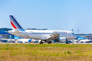 Boryspil, Ukrayna - 24 Ağustos 2019: Airplane Airbus A319 (F-GRHR) Boryspil Uluslararası Havaalanı