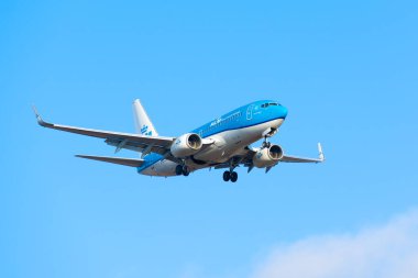Boryspil, Ukrayna - 2 Ocak 2021: KLM Royal Dutch Airlines 'ın Boeing 737-700 (PH-BGU) uçağı Boryspil Uluslararası Havaalanına indi