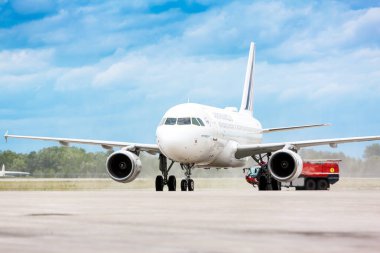 Boryspil, Ukrayna - 14 Temmuz 2020: Airplane Airbus A319 (F-GRHR) Boryspil Uluslararası Havaalanıdır