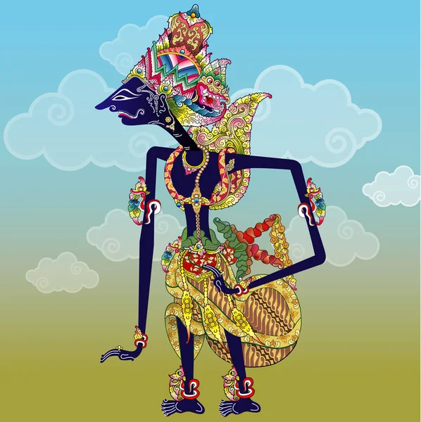 ベクトルイラスト スリランカのバサラクレスナの影絵人形キャラクターの変更 — ストックベクタ
