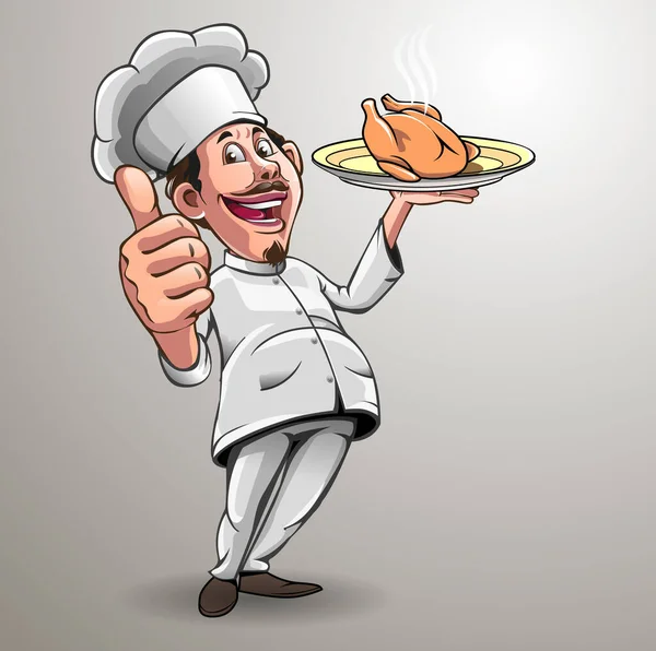 Vektor Ilustrasi Modifikasi Maskot Master Chef Sebagai Simbol Restoran Bisnis - Stok Vektor
