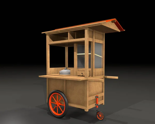 肉丸面推车的3D模型 用于在路边销售或在路边销售 或称为街头摊贩 — 图库照片#