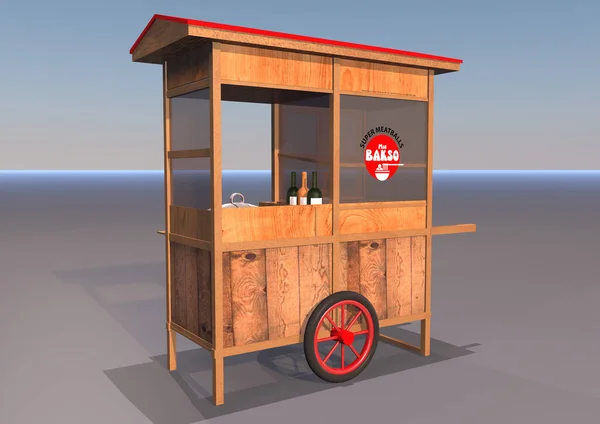 Model Meatball Noodle Cart Selling Selling Roadside Called Street Vendors — Stock Photo, Image