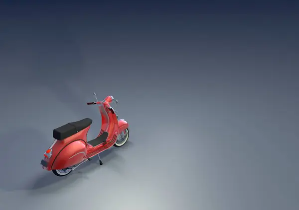 一辆红色旧摩托车的组合 灰色背景 3D模型 — 图库照片#