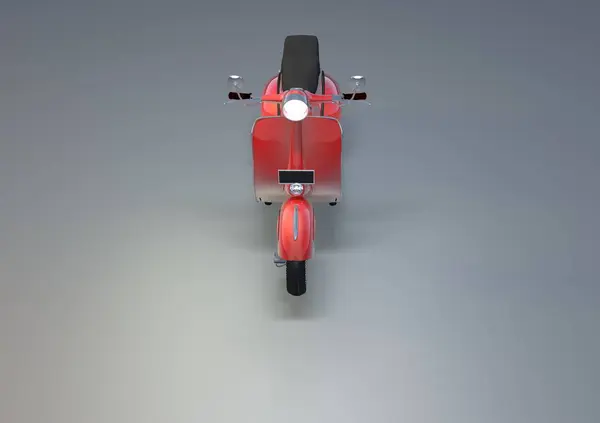 从正面看一辆红色旧摩托车的组成 3D渲染 — 图库照片#