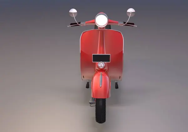 从前面看到的红色旧摩托车 3D渲染 — 图库照片#