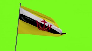 Brunei Darussalam 'ın bayrağı yeşil ekran üzerinde dalgalanıyor.