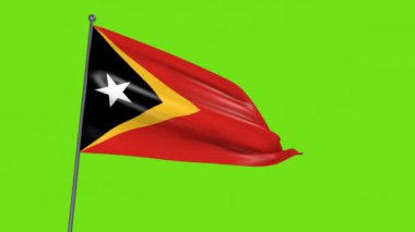 Timor Leste bayrağı yeşil ekran üzerinde dalgalanıyor.