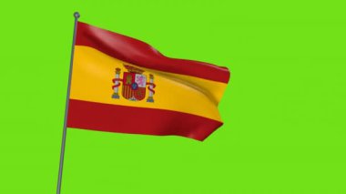 İspanyol bayrağı yeşil ekranda dalgalanıyor..