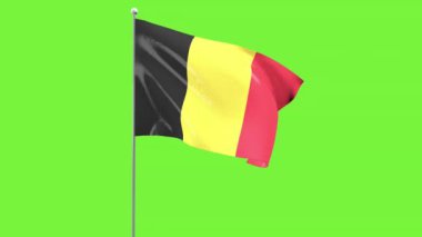 Belçika 'nın ulusal bayrağı, yeşil ekranda dalgalanıyor..