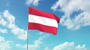 Avusturya bayrağı, mavi gökyüzünde dalgalanıyor..