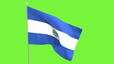 El Salvador Cumhuriyeti bayrağı, yeşil ekran arka planında