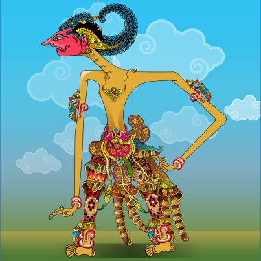 Vektör illüstrasyonu, Wisanggeni karakterinin biçiminin değiştirilmesi.