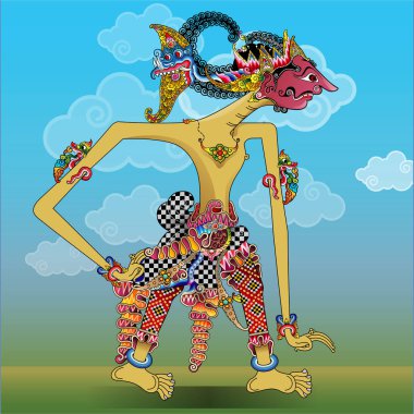 Mahabarata hikayesindeki Setyaki Way karakterinin vektör illüstrasyonu, modifikasyonu.