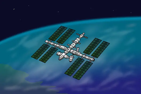 Uzay istasyonunda uzay mekiği