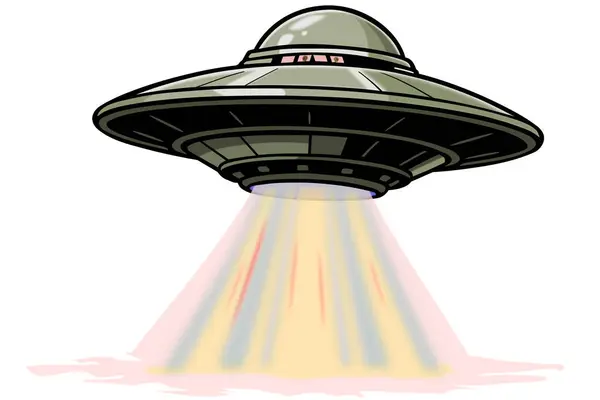 Uzay gemisi ve çöl gezegeniyle karikatür sahnesi