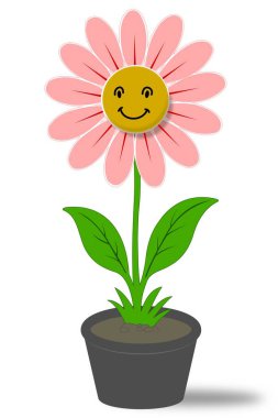 Çizgi film dizaynında emoji çiçeği.