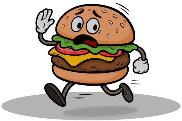 Hamburger panik içinde kaçıyor.