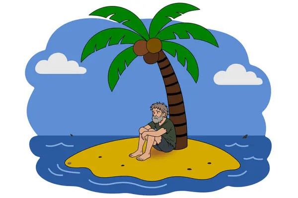 Bir adam ıssız bir adada mahsur kaldı.