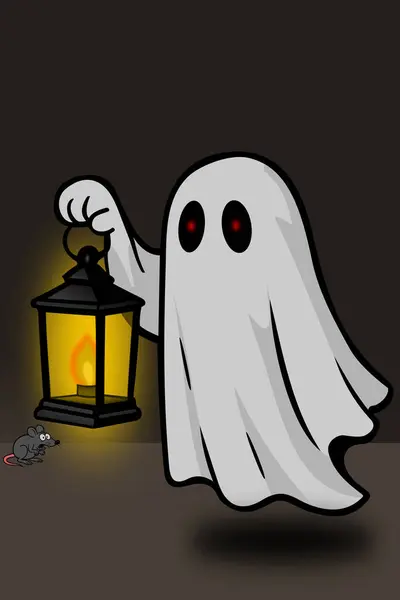 Bir hayalet fener taşır ve korkmuş bir fare görür.