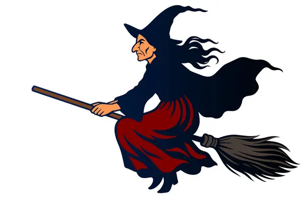Cadı bir süpürge üzerinde uçar