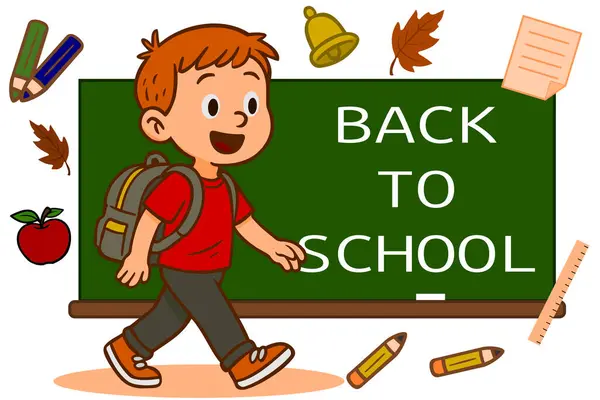 Okula dönelim. Güzel karikatür çizimi. vektör tasarımı