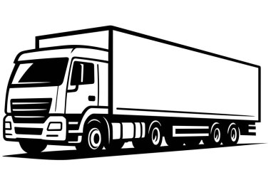 Minimalist vektör grafikleri, römorklu kamyon