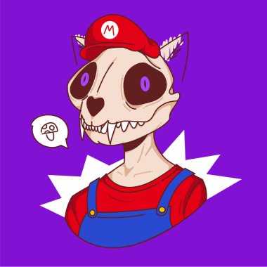 Süper Mario tarzında çakal NFT konsepti. Vektör illüstrasyonu