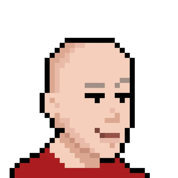 Monk Bald Head Pixel Style Nft Concept Vector Illustration — Stock Vector