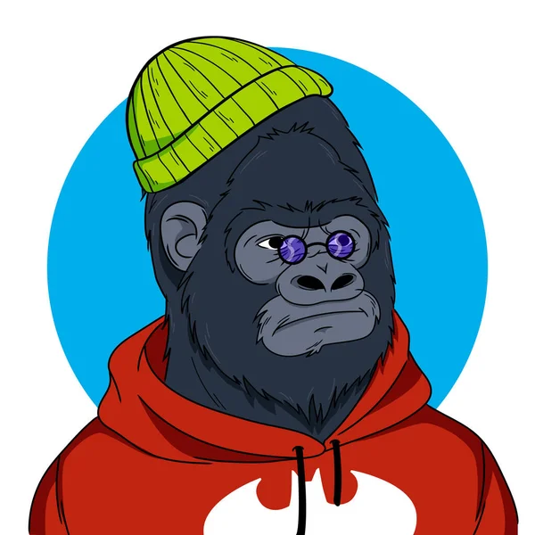 Adolescente Gorila Con Capucha Logo Batman Ilustración Vectorial — Vector de stock