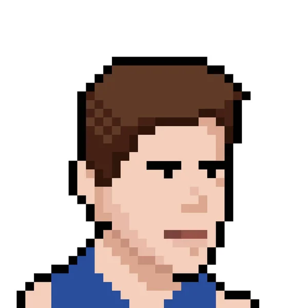 Personaje Juego Ordenador Con Una Camiseta Azul Pixel Art Concepto — Vector de stock
