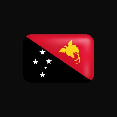 Papua Yeni Gine Bayrağı 3D Simgesi. Papua Yeni Gine Ulusal Bayrağı. Vektör illüstrasyonu