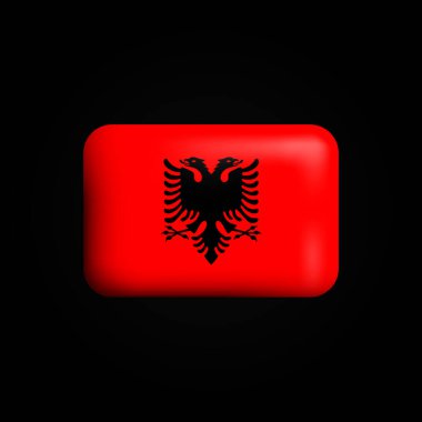 Arnavutluk Bayrağı 3D Simgesi. Arnavutluk Ulusal Bayrağı. Vektör illüstrasyonu