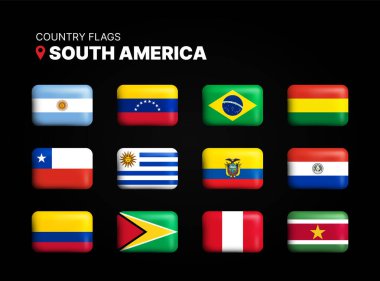 Andorra Bayrağı 3D Simgesi. Ulusal Andorra Bayrağı. Vektör illüstrasyonu