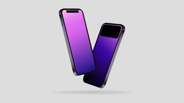 Two Smartphones Diagonal Angle Editable Mockup Vector Illustration Ilustraciones de stock libres de derechos