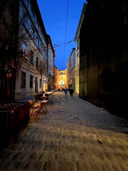 Perfect Night Cityscape Lviv City Ukraine Autumn Season — Stock Photo, Image