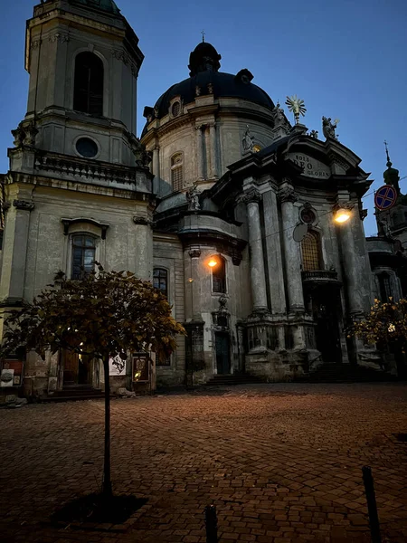 Perfecte Nacht Stadsgezicht Van Lviv Stad Oekraïne Het Najaar Seizoen — Stockfoto