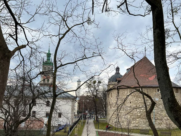 Stare Miasto Architektura Lwowa Sezonie Letnim — Zdjęcie stockowe