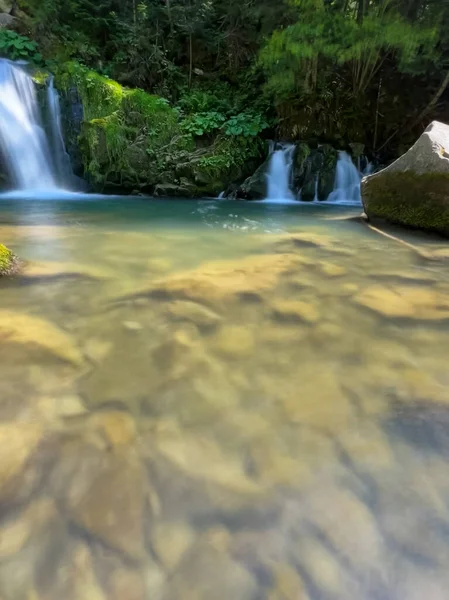 Perfect Landscape Waterfall Carpathian Mountains Wast Part Ukraine Small Waterfall — Stock Photo, Image