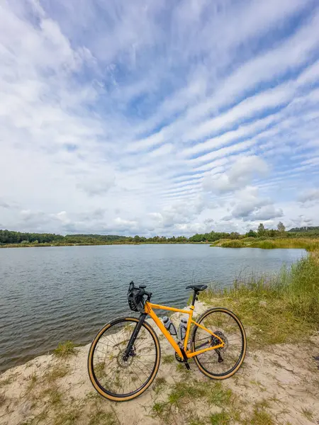 stock image Gravel bicycle in the city park on the spring season