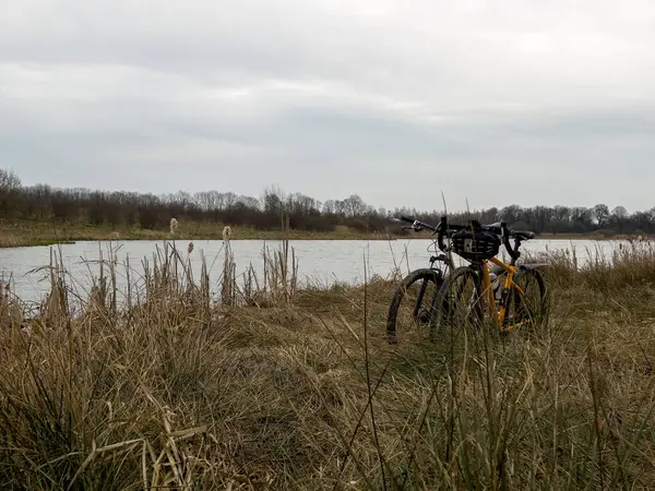 stock image Gravel bicycle in the city park on the spring season