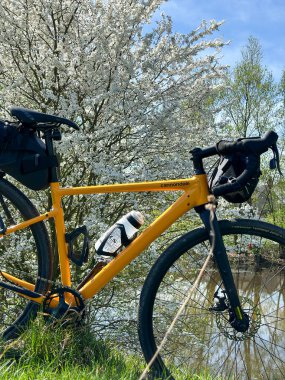 Bahar mevsiminde şehir parkında çakıl bisikleti