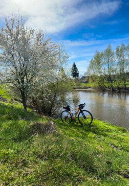Bahar mevsiminde şehir parkında çakıl bisikleti