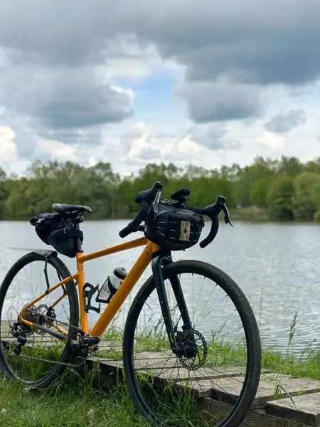 stock image Gravel bicycle in the city park on the spring season