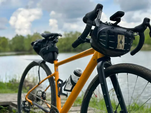 stock image Gravel bicycle in the city park on the spring season