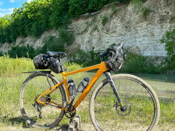 stock image Gravel bicycle in the city park on the spring season