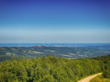 Bulutlu havada Karpat Dağları 'nın manzarası. Yaz mevsiminde hava çok güzel.