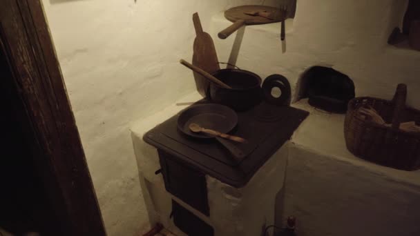 Αγροτική Παλιά Κουζίνα Μια Αγροτική Κουζίνα — Αρχείο Βίντεο
