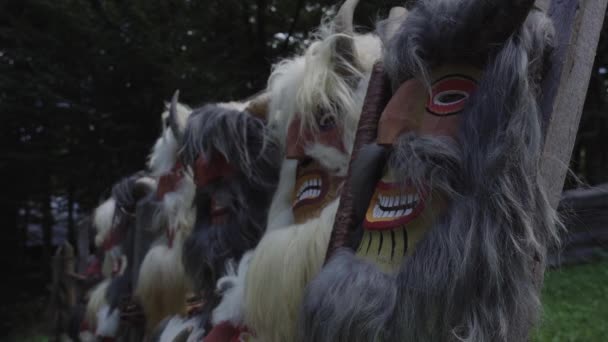 罗马尼亚传统民间传说恐怖面具 — 图库视频影像