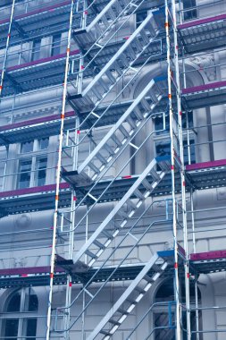 Scaffolding and stone facade in Roma